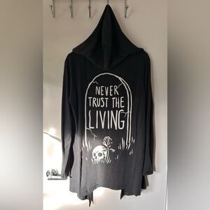 Blackcraft “Never Trust The Living” hooded tunic/cardigan